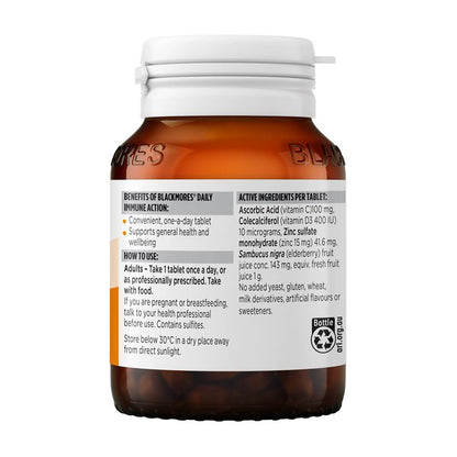 Blackmores Daily Immune Support Tablets 60 with Vitamin C, D, Zinc & Elderberry