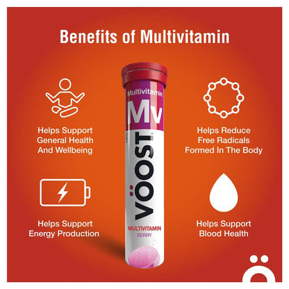 Voost Berry Effervescent Multivitamin Tablets with 14 Vitamins – 20 Pack