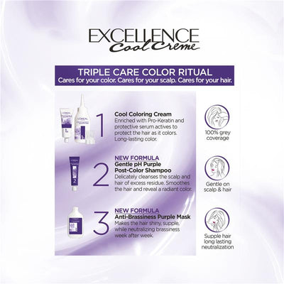 L'Oreal Paris Excellence Cool Creme Permanent Hair Colour 6.11 Ultra Ash Dark Blonde