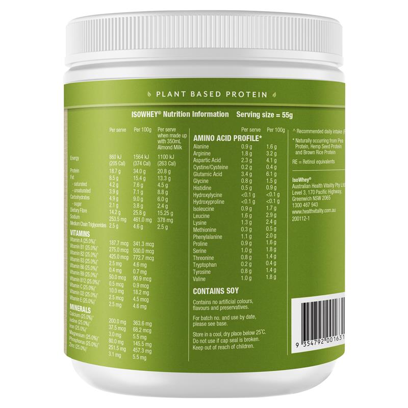 IsoWhey Plant-Based Meal Replacement Shake Chocolate - 550g