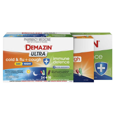 Demazin Ultra Cough Cold & Flu + Immune Defence - 34 Capsules