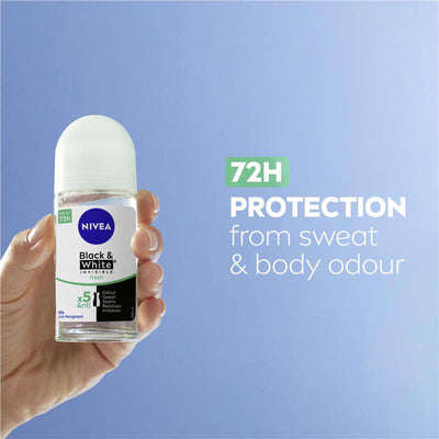 NIVEA Black & White Anti-Stain Roll-On Deodorant 72H Protection 50ml