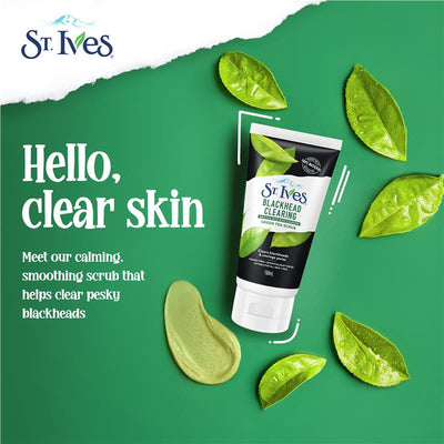 St Ives Naturally Clear Scrub Green Tea 150ml - Refreshing Facial Cleanser