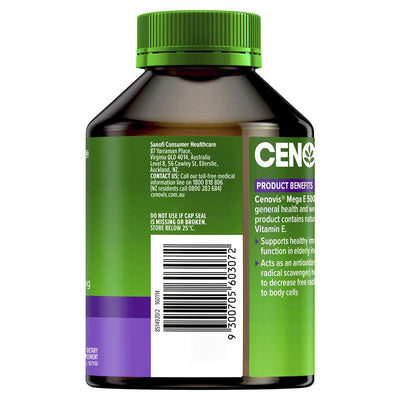 Cenovis Mega E 500IU Natural Vitamin E Supplement - 250 Capsules