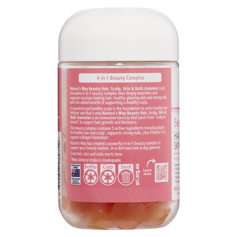 Nature's Way Beauty Hair Scalp Skin & Nails Gummies 45 Pastilles - 4-in-1 Beauty Support