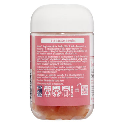 Nature's Way Beauty Hair Scalp Skin & Nails Gummies 45 Pastilles - 4-in-1 Beauty Support