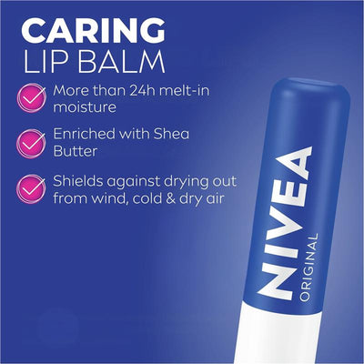 NIVEA Original Care Moisturising Lip Balm 4.8g - 24-Hour Hydration