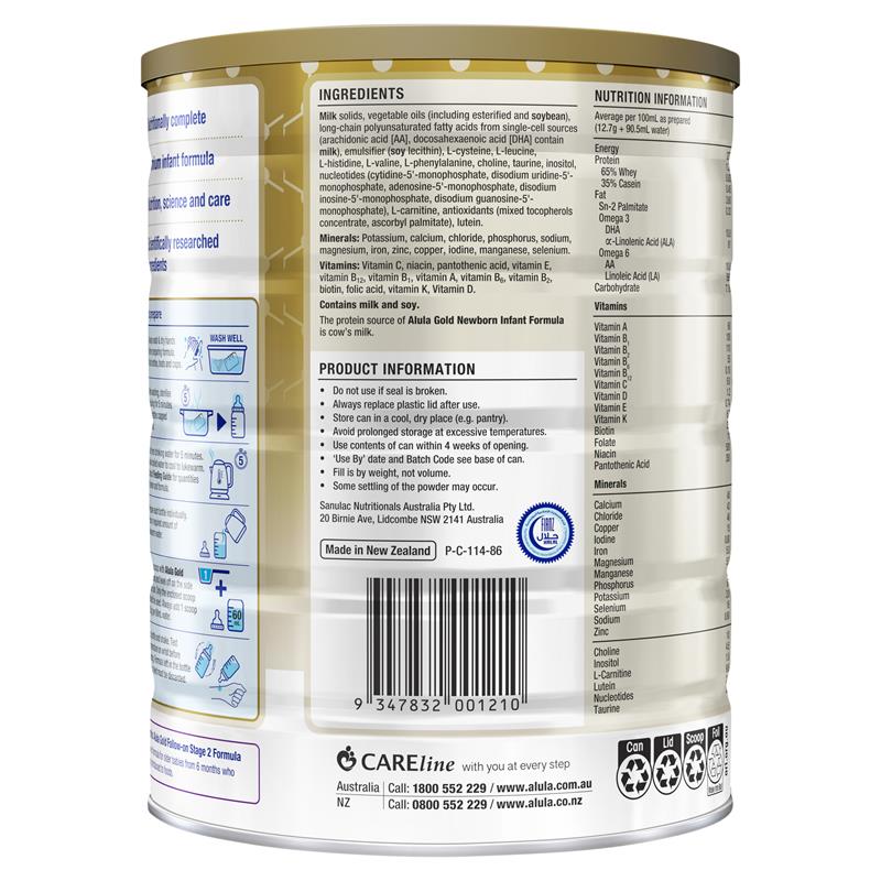 Alula Gold Stage 1 Newborn Infant Formula 0-6 Months - 900g - Auzzi Store