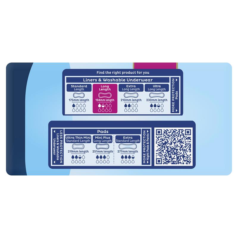 Tena Long Liners 26-Liners | Breathable, Odor Control, 3X Leak Protection