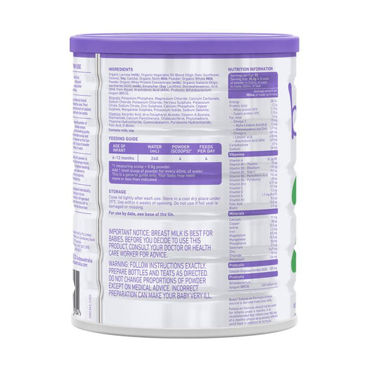 Bubs Organic Grass Fed Follow-on Milk Formula 800g - Ideal for Growing Infants - Auzzi Store