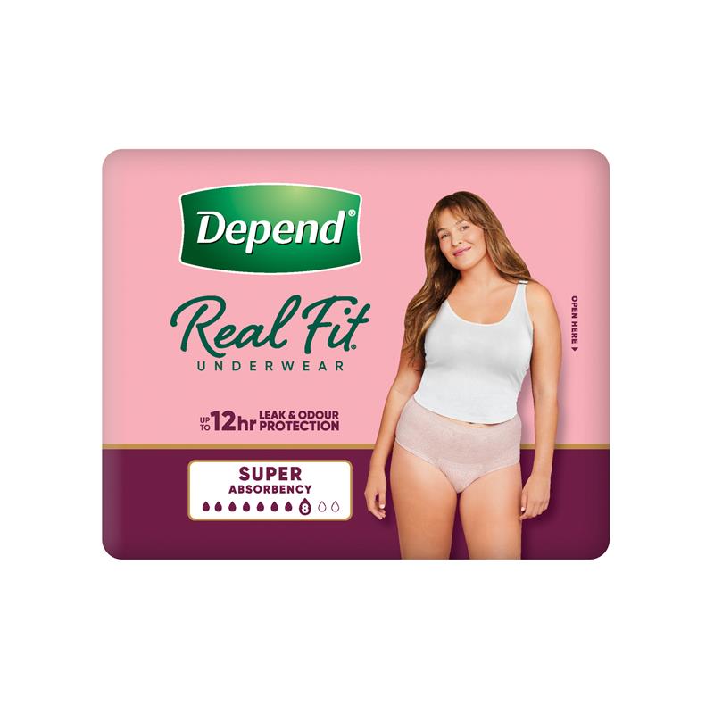Depend Women Real Fit Underwear - Super Medium 8 Pack for Discreet Protection-Auzzi Store