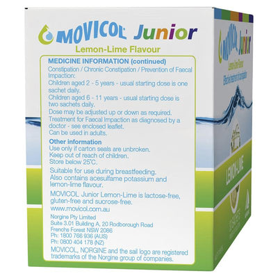 Movicol Junior Lemon Lime - 30 Sachets for Constipation Relief