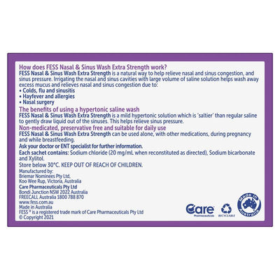 Fess Nasal & Sinus Wash Extra Strength Refill - 24 Sachets for Deep Cleansing