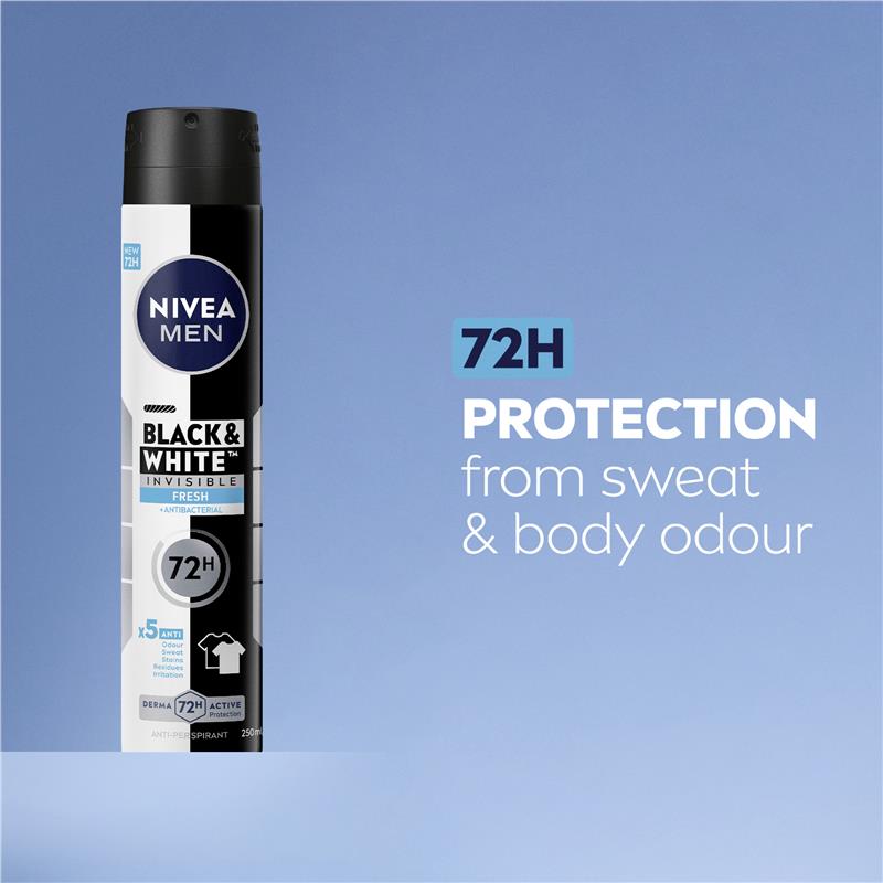 NIVEA Men Black & White 72H Protection Aerosol Deodorant 250ml