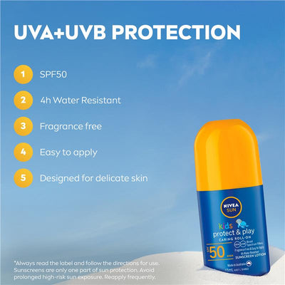 NIVEA Sun Kids Protect & Play SPF50 Roll-On Sunscreen - 65ml