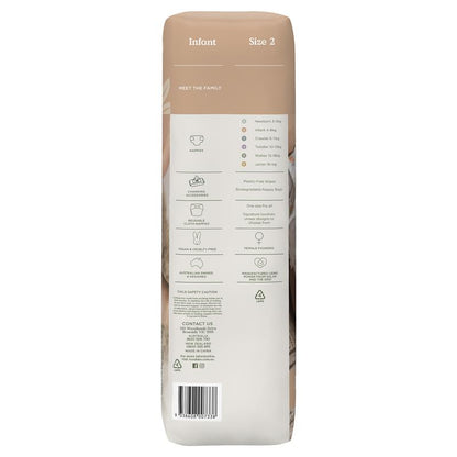 Tooshies Eco Nappies with Organic Bamboo Size 2 Infant (4-8kg) - 48 Pack