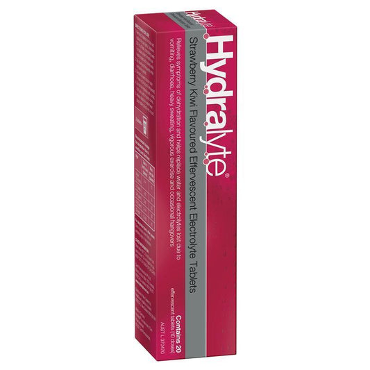 Hydralyte Electrolyte Effervescent Strawberry Kiwi 20 Tablets - Rehydrate and Revitalize - Auzzi Store