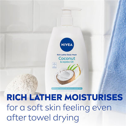 NIVEA Coconut & Jojoba Oil Body Wash 1L – Moisturizing & pH Balanced