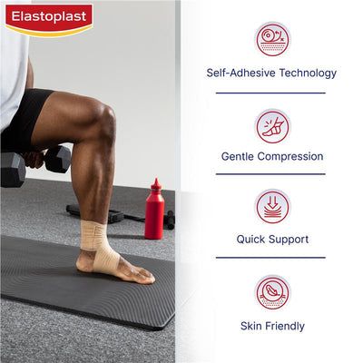 Elastoplast Cohesive Compression Bandage Tan 7.5cm x 4.5m - Flexible Support for Injuries