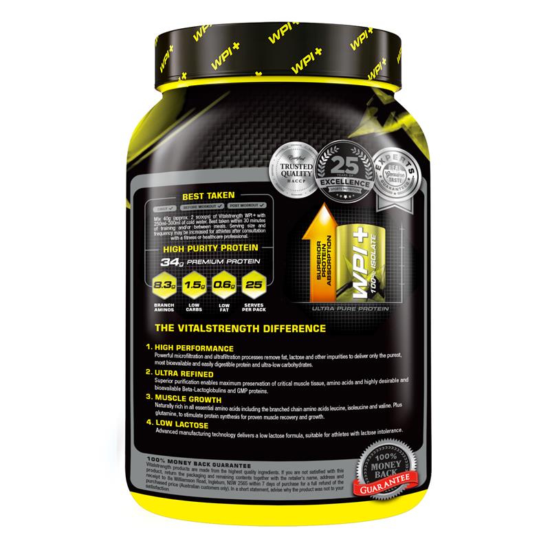Vital Strength WPI Plus 100 Whey Protein Isolate - Vanilla 1kg-Auzzi Store