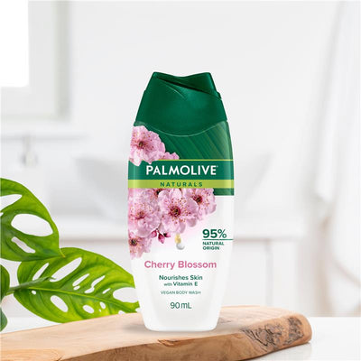 Palmolive Naturals Cherry Blossom Body Wash 90ml – Moisturizing Almond Milk, Paraben-Free