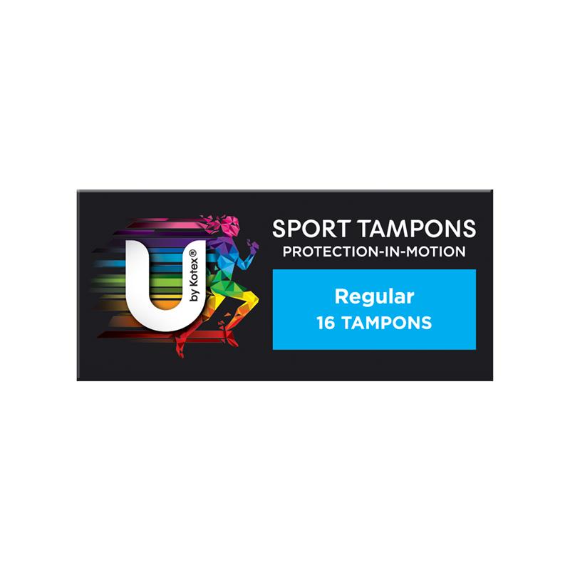 U By Kotex Sport Regular Tampons 16-tempons, 11g Absorbency with Gym Pouch