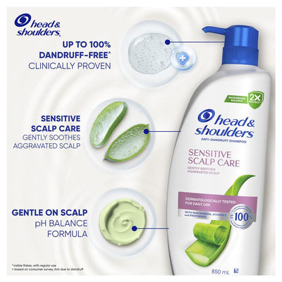 Head & Shoulders Sensitive Scalp Care Shampoo 850ml - Dandruff Relief & Soothing Formula