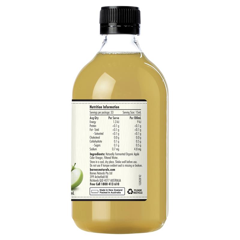 Barnes Naturals Organic Raw Unfiltered Apple Cider Vinegar with Mother 500ml