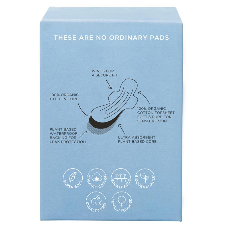 TOM Organic Ultra Thin Cotton Pads - Biodegradable 10 Pads for Heavy Flow