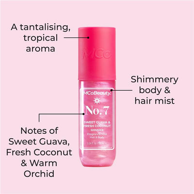 MCoBeauty Sweet Guava & Fresh Coconut Shimmer No.7 Fragrance Hair & Body Mist 90ml - Refreshing Scent