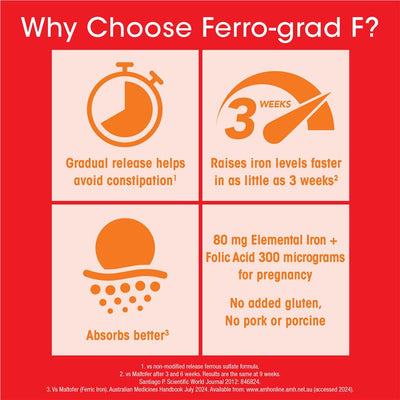 Ferro-Grad F Iron & Folic Acid - 30 Tablets