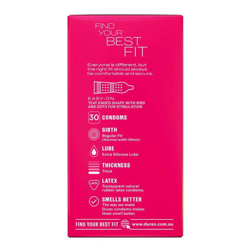 Durex Pleasure Me Ribbed Dotted Condoms 30 Pack