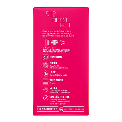 Durex Pleasure Me Ribbed Dotted Condoms 30 Pack