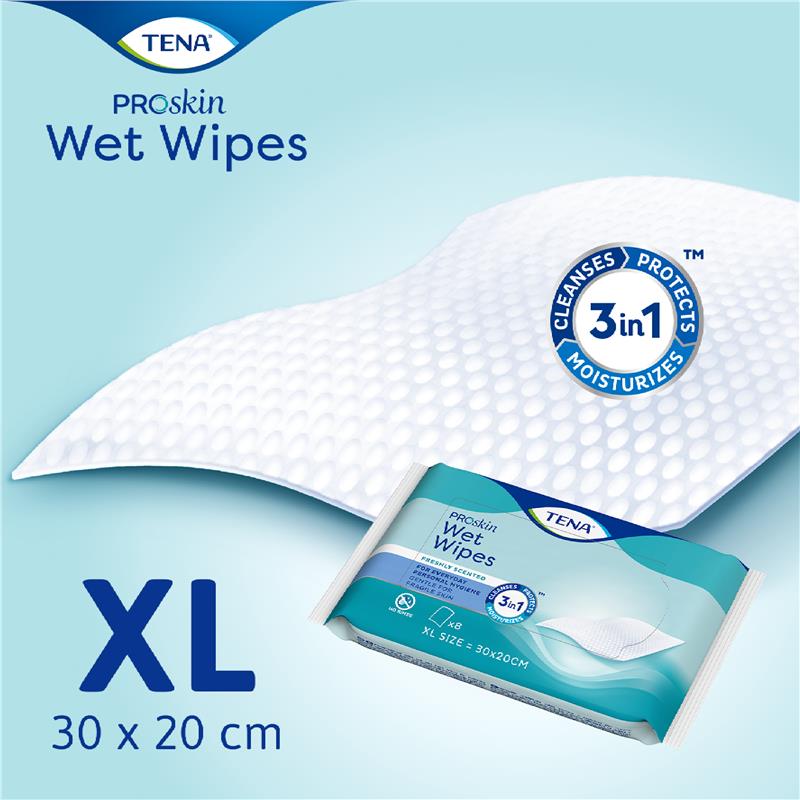TENA ProSkin Adult Wet Wipes 50 Pack – Gentle Incontinence Care