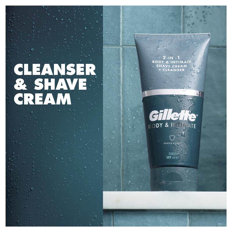 Gillette Intimate 2-in-1 Shave Cream & Cleanser 177ml Paraben Free
