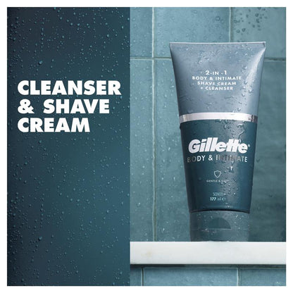 Gillette Intimate 2-in-1 Shave Cream & Cleanser 177ml Paraben Free
