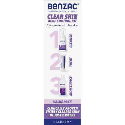 Benzac Acne Control 3 Step Starter Kit (50g + 130mL + 118mL)