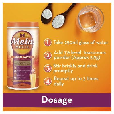 Metamucil Smooth Orange Fibre Supplement - 48 Doses (283g)