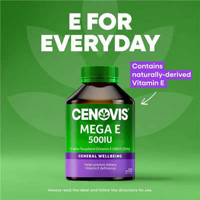 Cenovis Mega E 500IU Natural Vitamin E Supplement - 250 Capsules