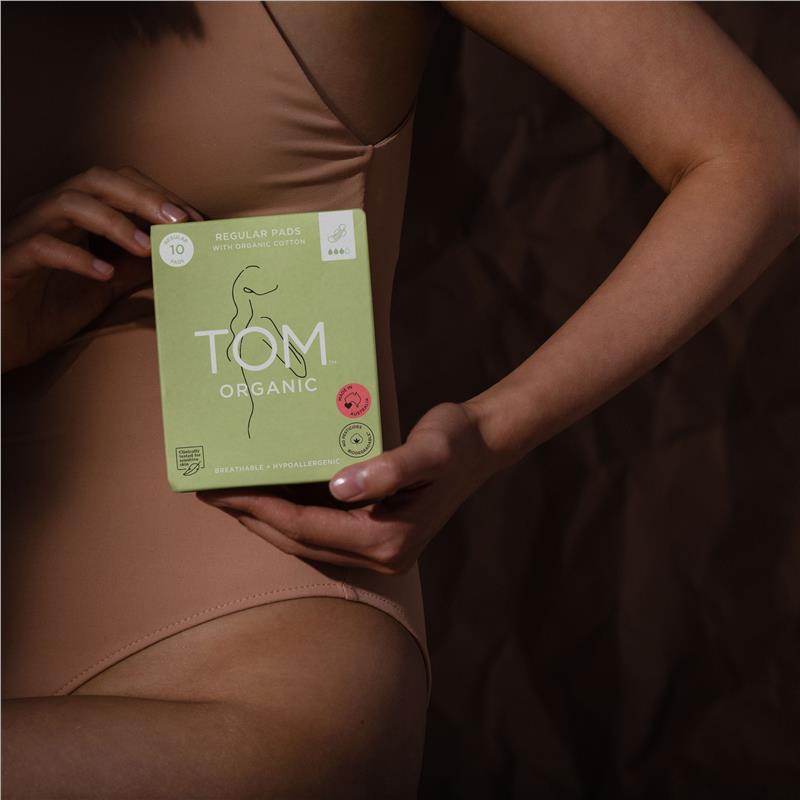 TOM Organic Ultra Thin Regular Pads, 10-Pads, 100% Organic Cotton