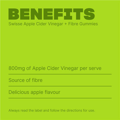 Swisse Apple Cider Vinegar & Fibre Gummies 45 Pack - Delicious Health Support