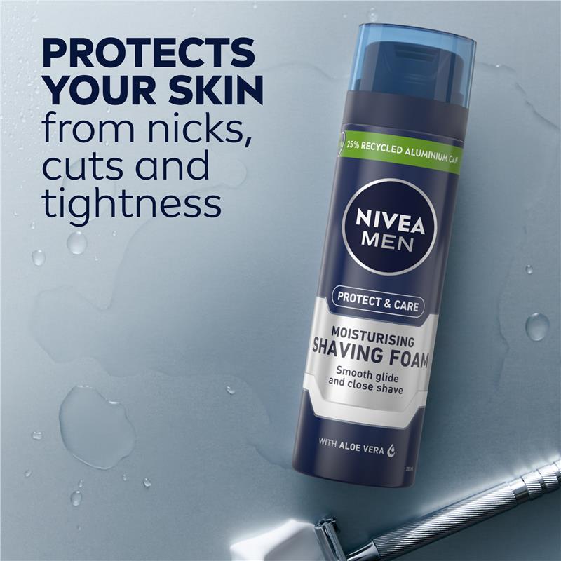NIVEA MEN Shaving Foam Moisturizing with Aloe Vera & Ultra Glide, 200ml