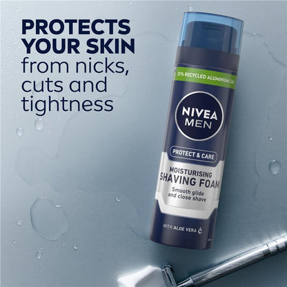 NIVEA MEN Shaving Foam Moisturizing with Aloe Vera & Ultra Glide, 200ml