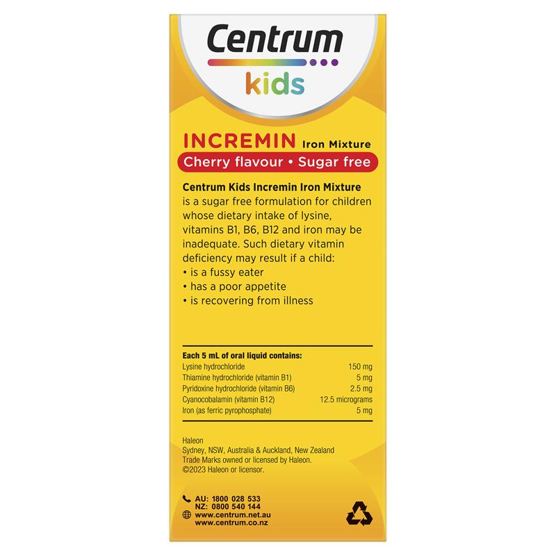 Centrum Kids Incremin Iron Mixture - Cherry Flavour 200ml-Auzzi Store