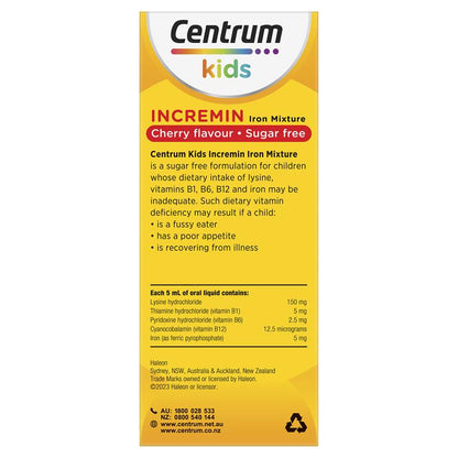 Centrum Kids Incremin Iron Mixture - Cherry Flavour 200ml-Auzzi Store