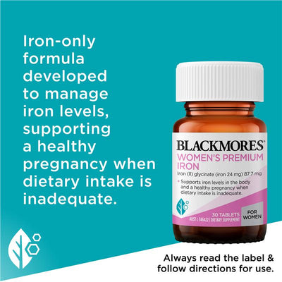 Blackmores Women's Premium Iron 30 Tablets - Essential Iron Support
