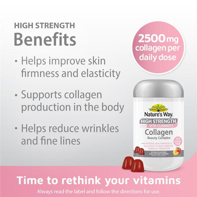 Nature's Way Adult Vita Gummies Sugar Free High Strength Collagen 50 Gummies - Skin Firmness & Elasticity