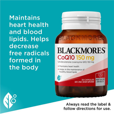 Blackmores CoQ10 150mg Supplement - 30 Capsules for Heart & Energy