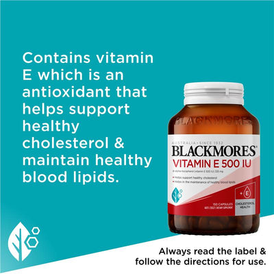 Blackmores Vitamin E 500 IU, 150 Capsules – Heart & Cell Support