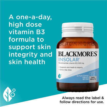 Blackmores Insolar Vitamin B3 (Nicotinamide) 500mg - 60 Tablets for Skin Health